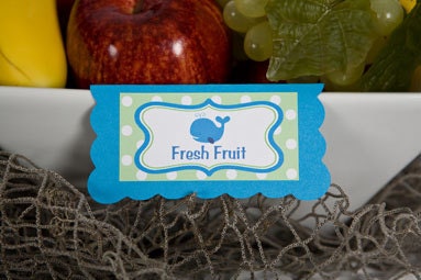 Whale Theme Food Tents - Menu Cards - Place Cards - Food Signs - Preppy Ocean Party & Shower Decorations in Blue and Green (6) Il_570xn
