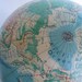 Mid Century Office Globe with Geometric Wood Base
