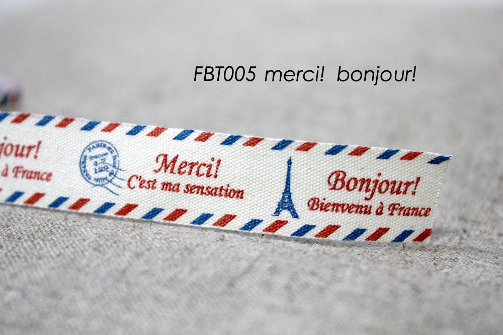 FBT005 Cotton Trim merci bonjour Tape, FBT006 Cotton Trim Travelling Tape