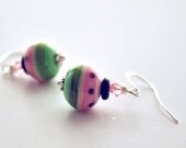 ON SALE Watermelon Ball Glass Earrings