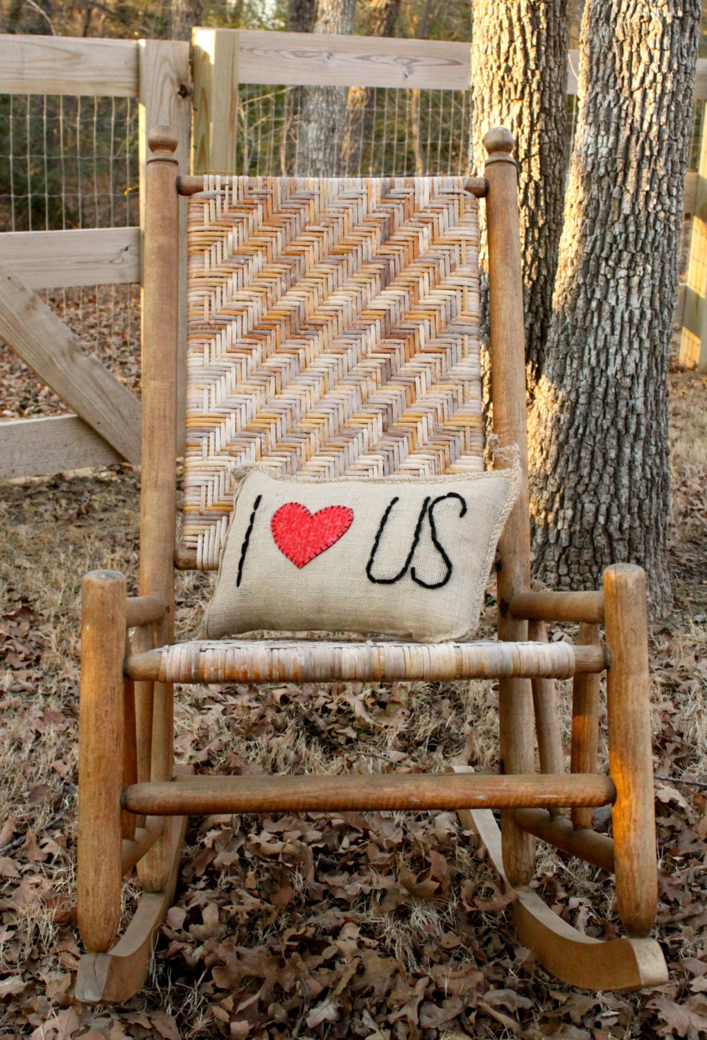 I 'HEART'  US // Burlap Pillow // Valentines Day