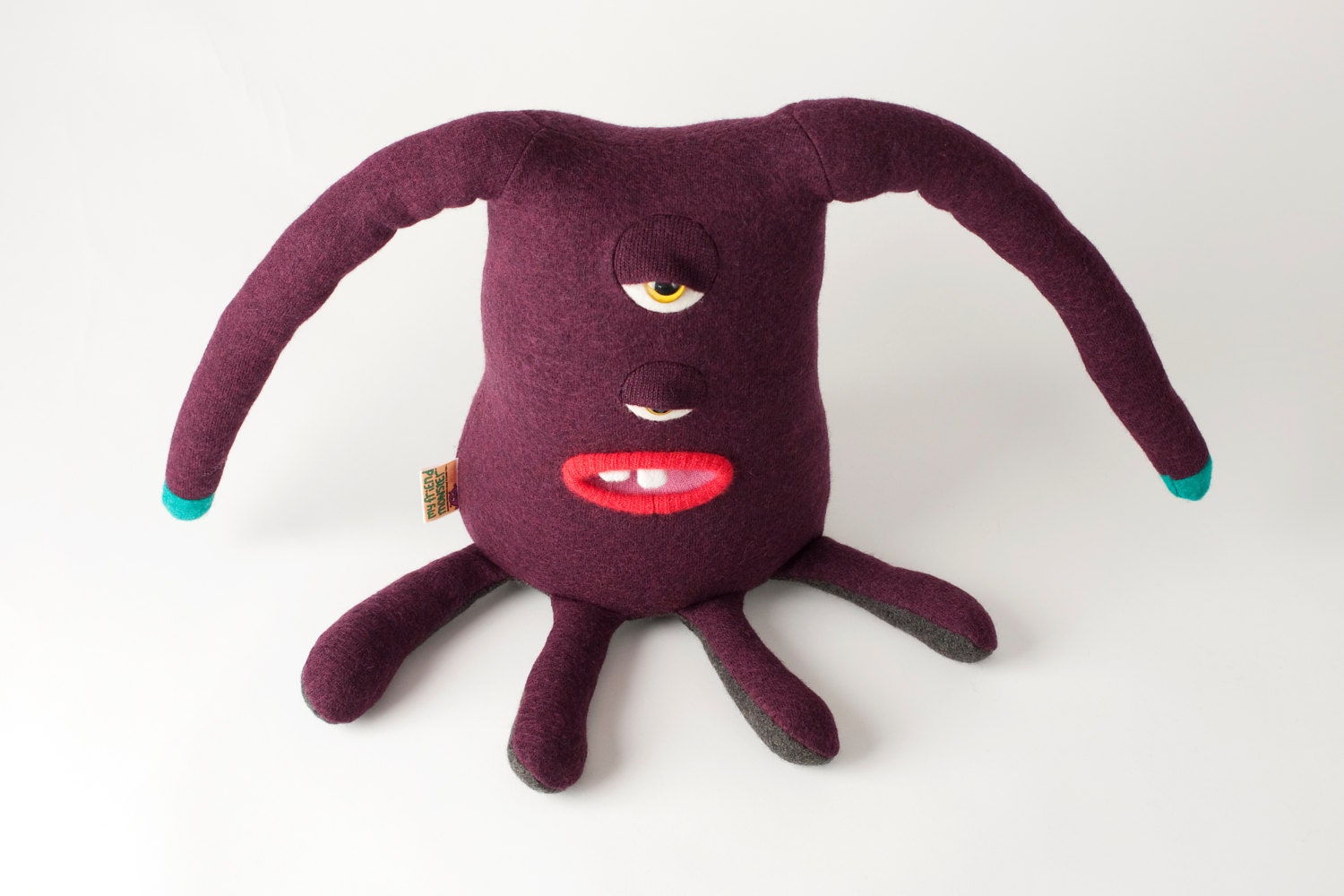 Abraham the plush upcycled sweater monster stuffie