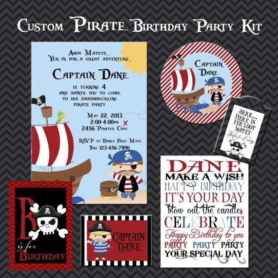 Custom PIRATE Birthday Party Printable Kit Il_570xn