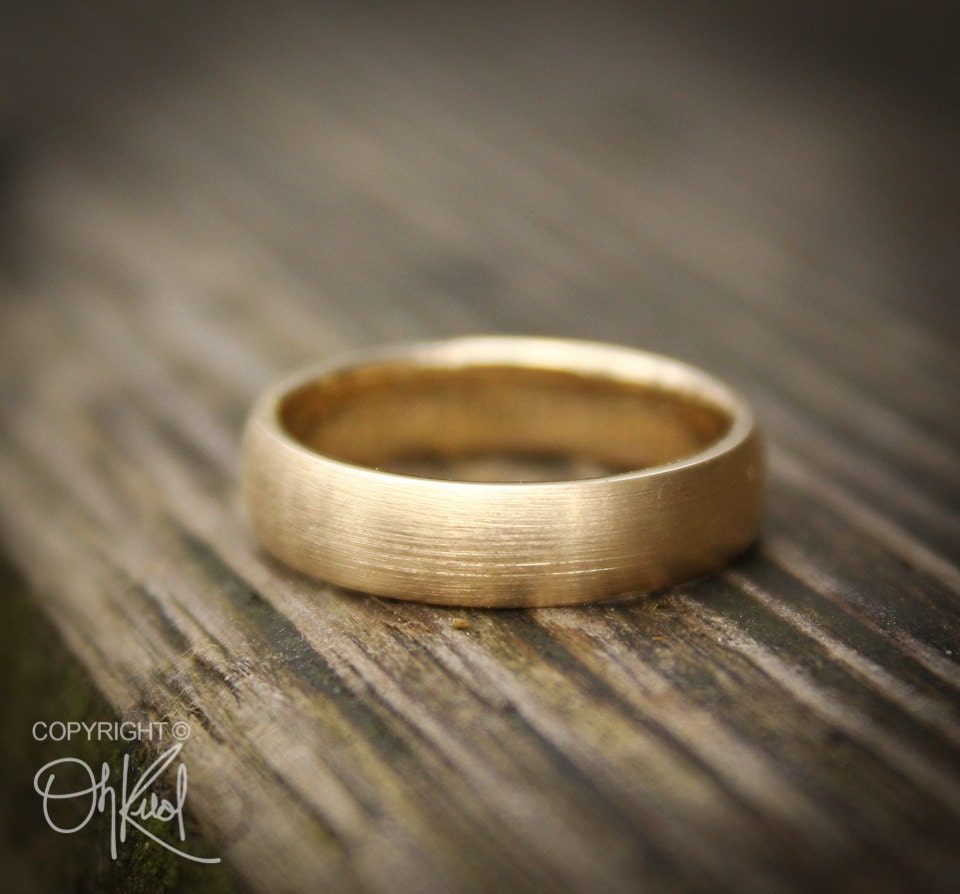 Gold Wedding Band Ring for Men - Brushed Gold - 10K Gold, Engagements