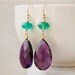 SALE 15 OFF Green Onyx and Purple Amethyst Earrings - Bright Spring Colours - Emerald Green, Grape Purple