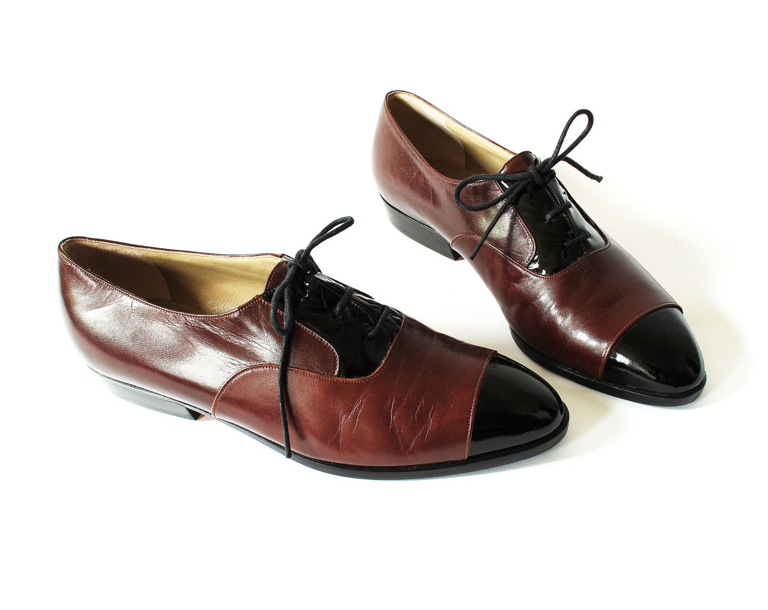 Vintage Oxfords Size 6.5 in Brown and Black Leather Cap Toe