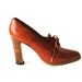 Vintage Wooden Platform High Heel Rust Leather Oxfords Size 8