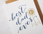 Letterpress Father's Day Card - Best Dad Ever - First Place Ribbon