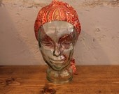 Vtg. 60's Paisley hot pink muti colored head scarf / ascot tie
