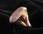 Vintage Gold Stone Man's Signet Ring, Gold Filled