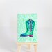 ON SALE Miniature Canvas, Cowboy Boot, Cowgirl, Pink, Blue, Green, Whimsical, Hand-Painted - Original Mini Painting by Kimberly Kling