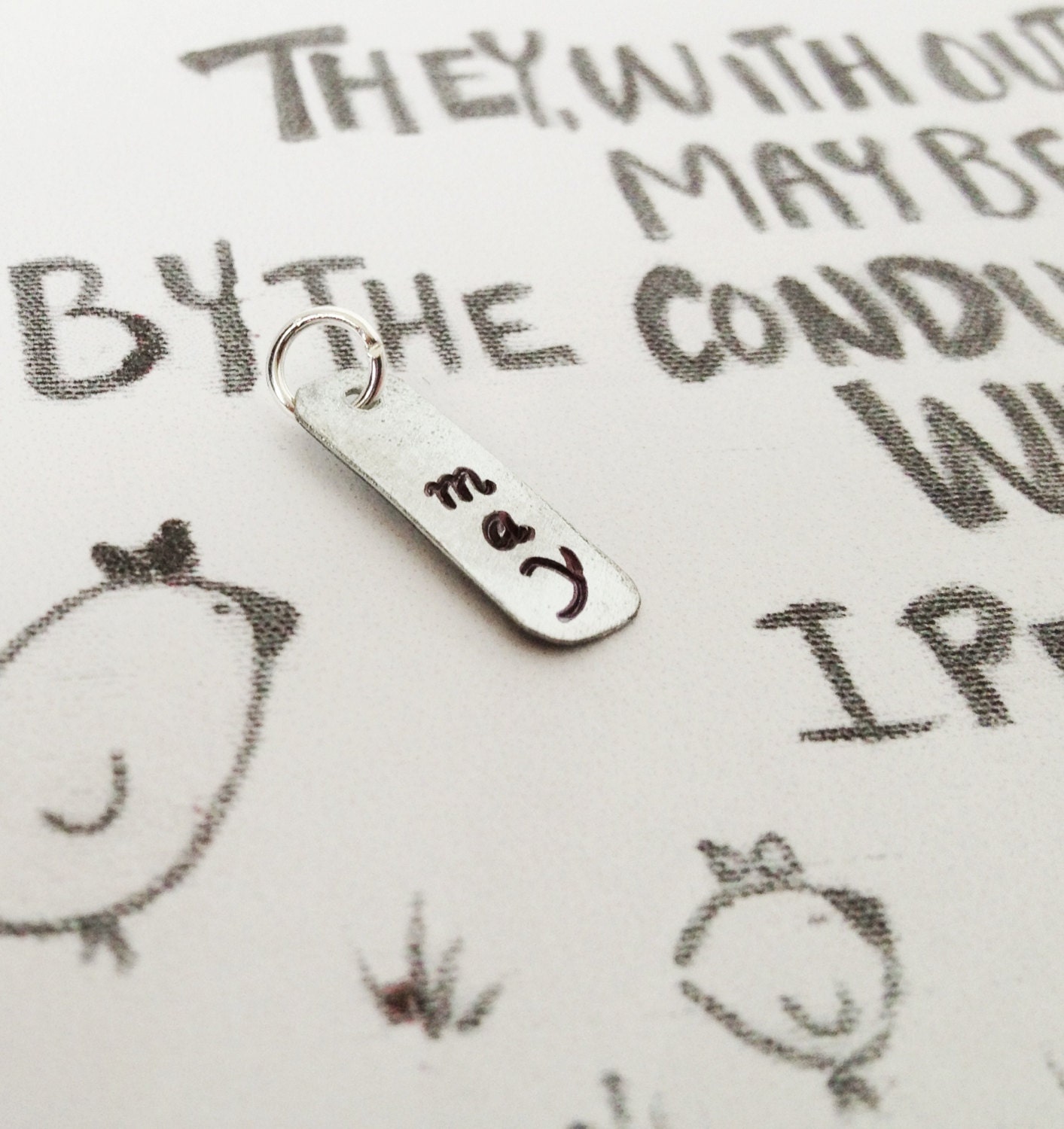 Hand Stamped Initial - Personalized Pendant Charm - 1 Small Unique Bar - Custom Handmade - Add on to Jewelry