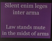 Law stands mute - purple latin quote postcard