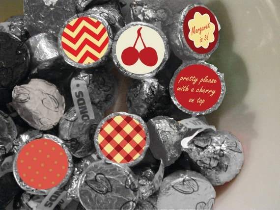 PRINTABLE PDF Cherry Theme Birthday/ Wedding/ Bridal Shower/ Baby Shower Custom .75" Labels Il_570xn