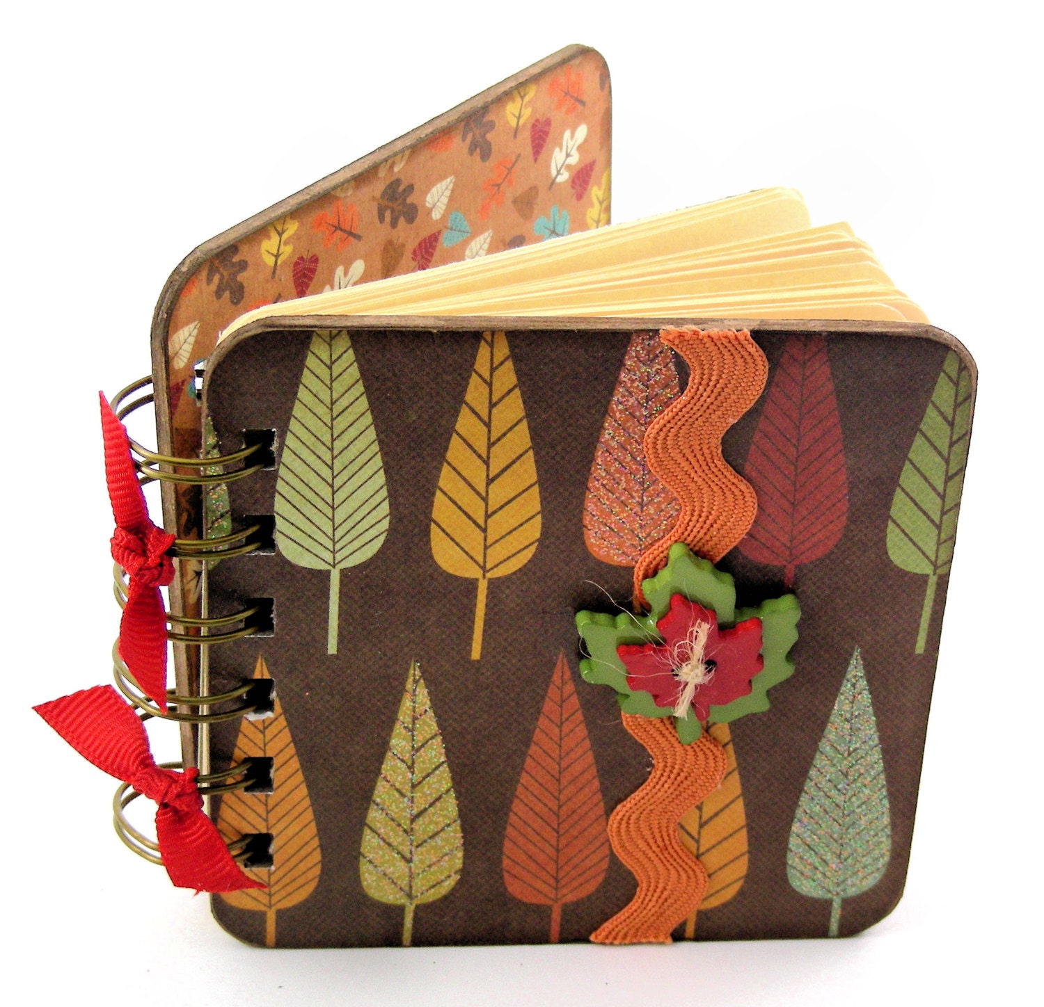 Leaf It to Your Imagination Mini Blank Book, doodle - sketch - collage - gold - green - orange