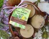 Patchouli Lavender Soy Tealights 4 Pack - Green Daffodil - Handpoured - Siouxsan and Anne