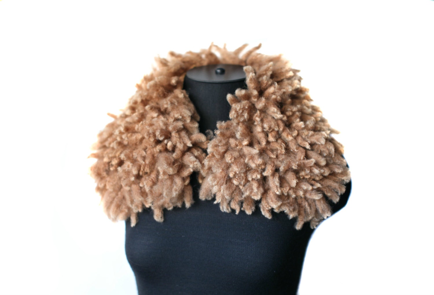 Felted Scarf Raw Merino Sheep Wool Eco Fleece Pure Wool Undyed Ahimsa Fur Neck Warmer Collar