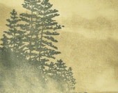 Mist 2 Linocut Print OOAK Artist Proof Hand Pulled Landscape Print