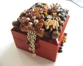 Vintage Jewelry Embellished Keeya African Wood Jewelry Box