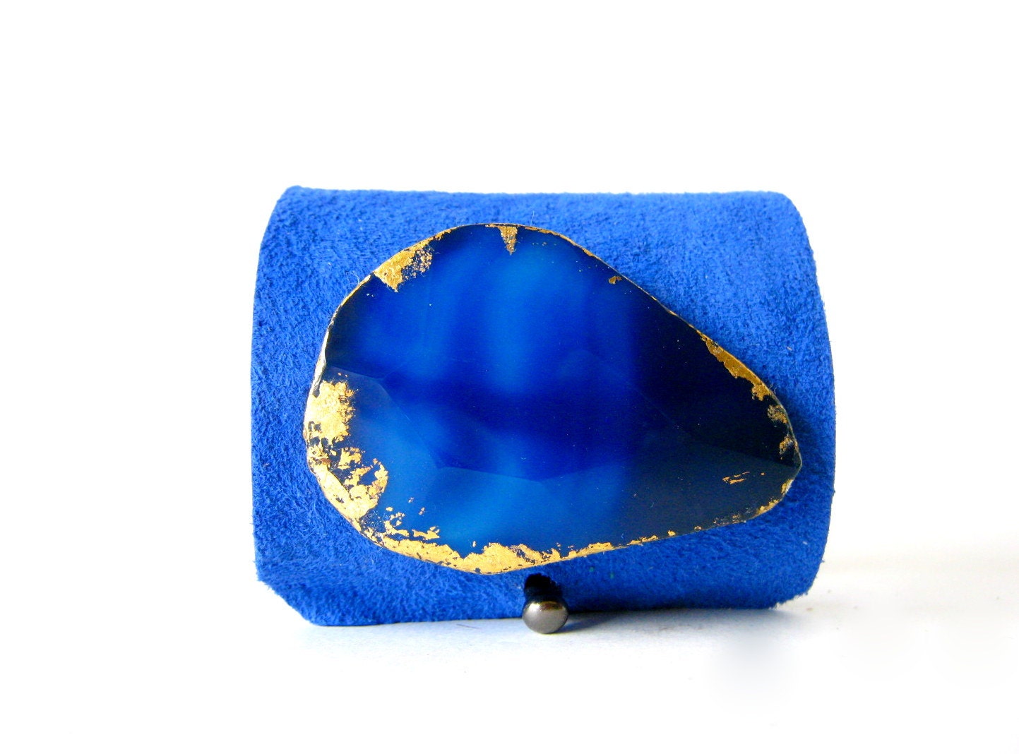 monaco blue suede cuff bracelet with monaco blue agate