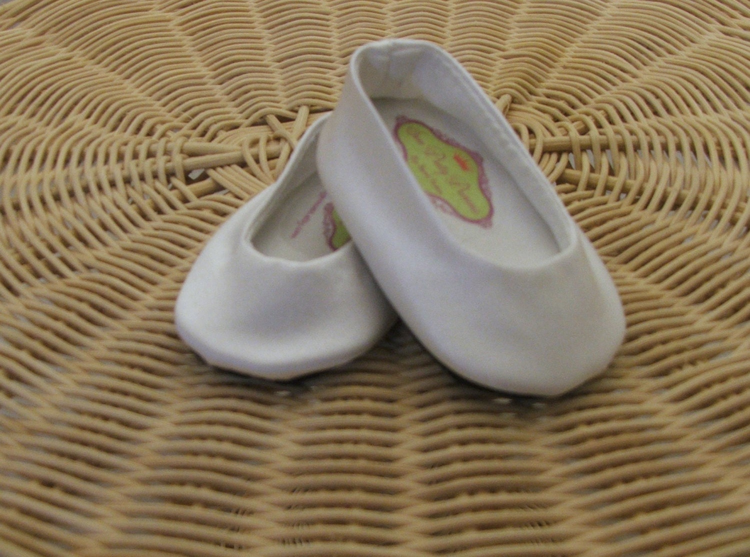 Basic White Flat Sateen shoes fits American Girl and other 18 inch dolls