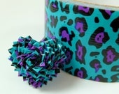 Blue and Purple Leopard Print Heart Duct Tape Ring - Handmade Heart Shaped Duck Tape Jewelry