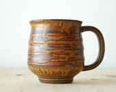 Rustic Ceramic Mug - Handthrown Pottery in Brown and Orange