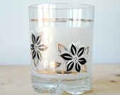 Mid Century Modern Ice Bucket Glass Frosted Glass Gold Leaf Flower Italy