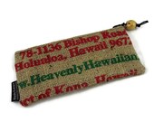 Burlap Zipper Pouch. Repurposed Kona USA Coffee Bag. Handmade in Hawaii.