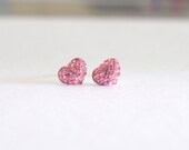 Pretty pink mini heart earrings. Pink Swarovski  small heart earrings.