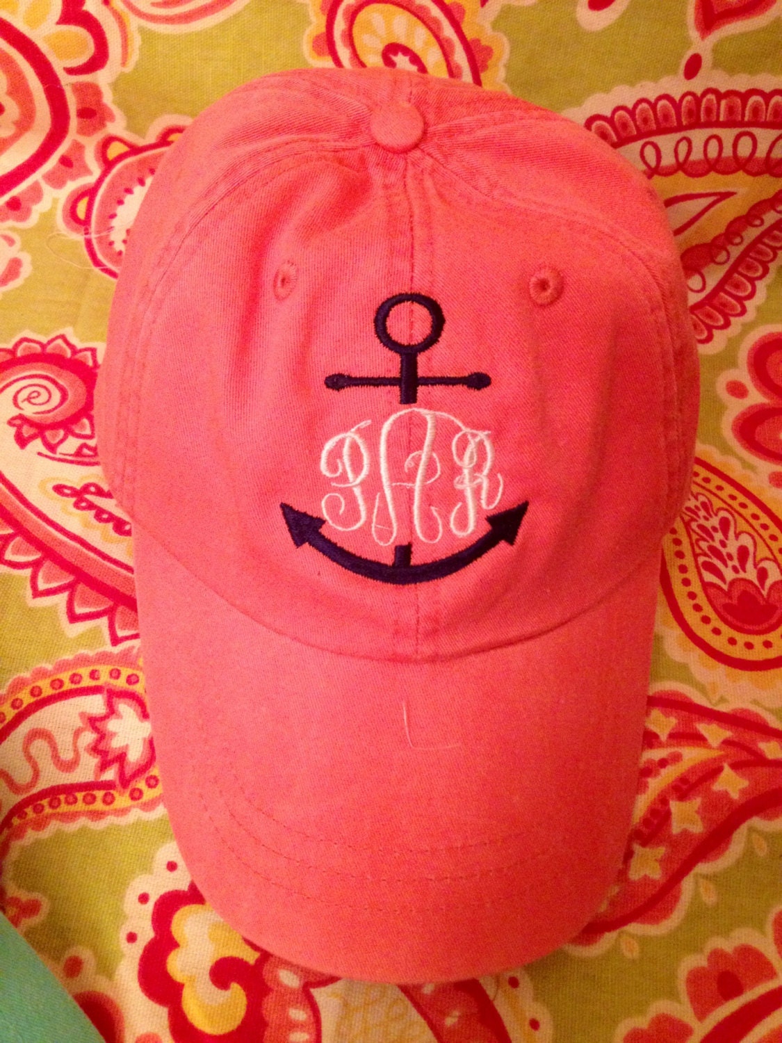 Ladies Monogrammed anchor baseball cap. Embroidered. Choose hat/thread color.Mom, Bride, summer, beach, nautical
