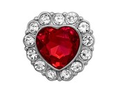 Acrylic Heart Rhinestone Buttons or Flower Centers - Clear / Red Heart Valentine Rhinestone Buttons - Set of 6