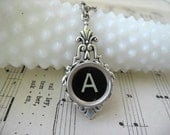 Typewriter Jewelry Necklace - Letter A - Antique Typewriter Key Necklace - Initial A