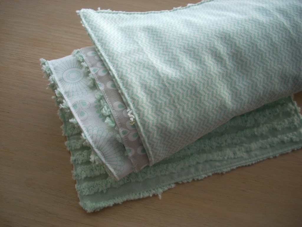 willow in mint green burp cloths, set of 3 - FREE SHIPPING