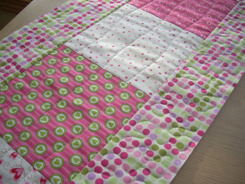Pink and Green Polka Dots on the table - FREE SHIPPING