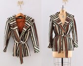 vintage 1970s jacket -  70s hooded jacket  / vintage 1970s nubby jacket