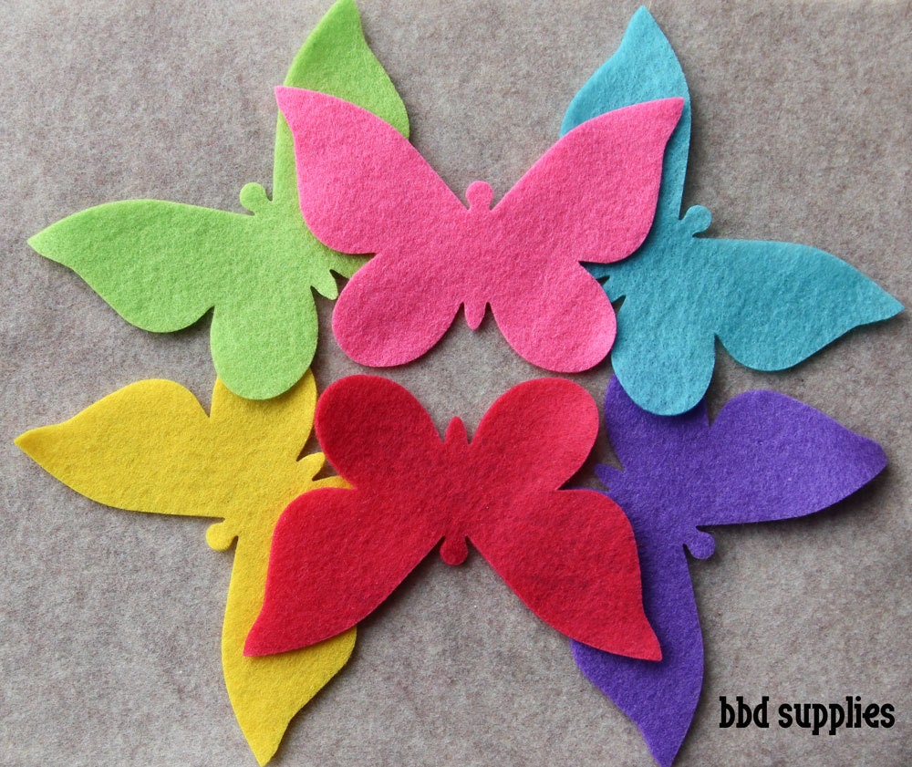 Summer of Love - Large Butterflies - 12 Die Cut Felt Shapes