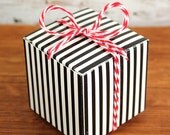 Black Stripe Small Favor Boxes for Candy, Party Favors and Treats (set of 12 - 2x2x2 boxes)