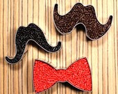 Mustache Cookie Cutter Set with 2 Mustache Styles and a Bow Tie - SMALL SIZE CUTTERS (set of 3)