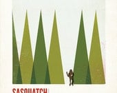 Kids Room Art- Sasquatch of the Great Pacific Northwest 8x10 Giclee Print