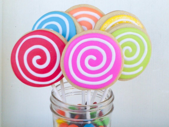 Colorful Swirl Cookie Pops - 1 dozen