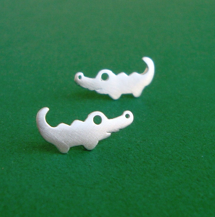 Alligator Crocodile Stud Earrings sterling silver Gift Girl Kids Mom Cute sweet post earrings Jewelry mom  for her spring