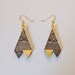 Triangle Tribal Print Black & Gold Earrings