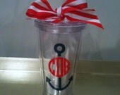 Personalized Anchor Double Wall Tumbler with Straw