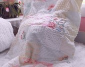 GORGEOUS WARM SNUGGLY Vintage Chenille Patchwork Quilt Throw Size