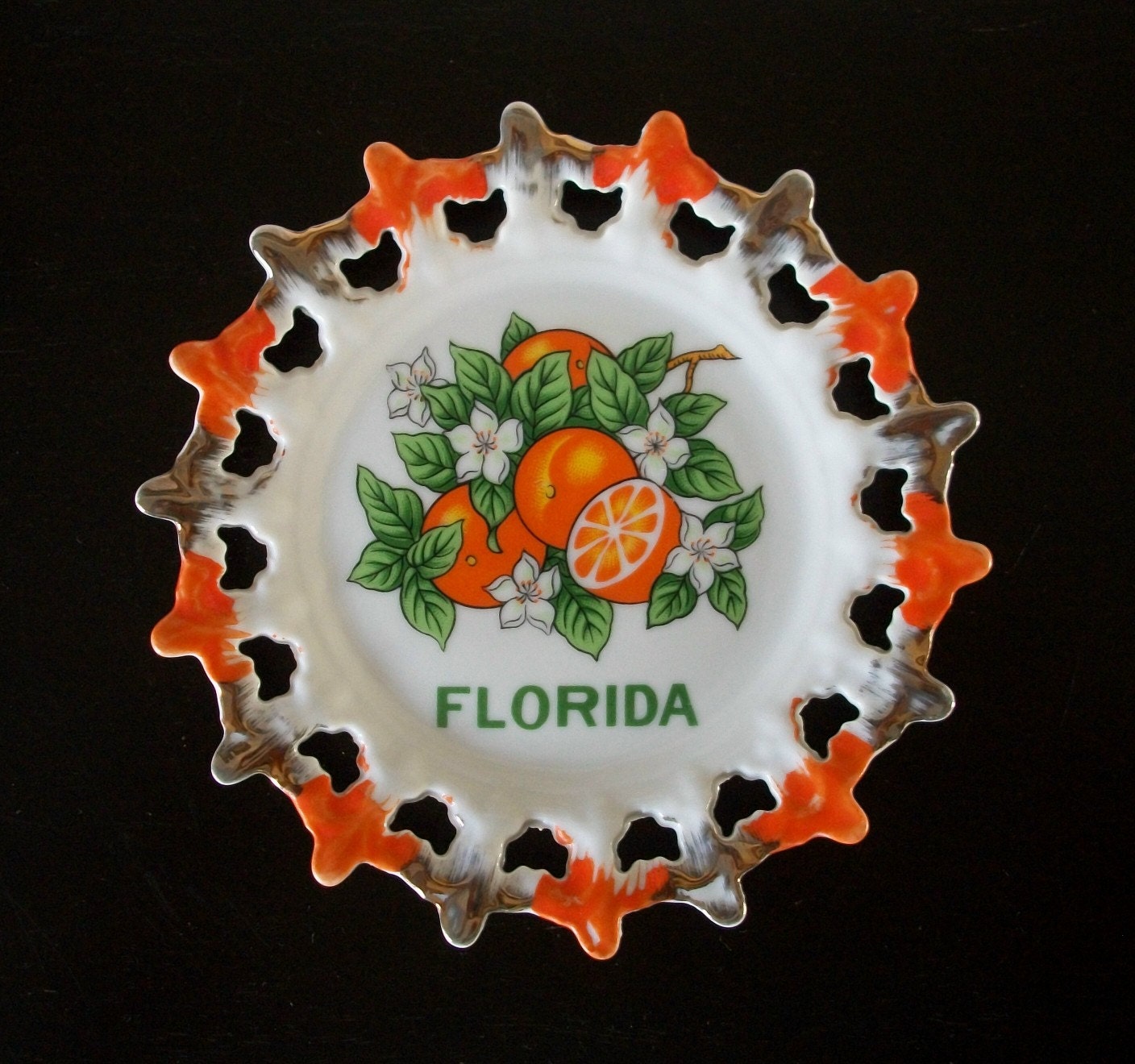 Florida Oranges Vintage Kitsch Decorative Souvenir Plate