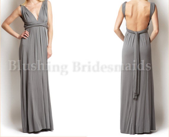 Convertible Dresses Long A-line Floor Length in Cloudy Grey- Made to Order in your size