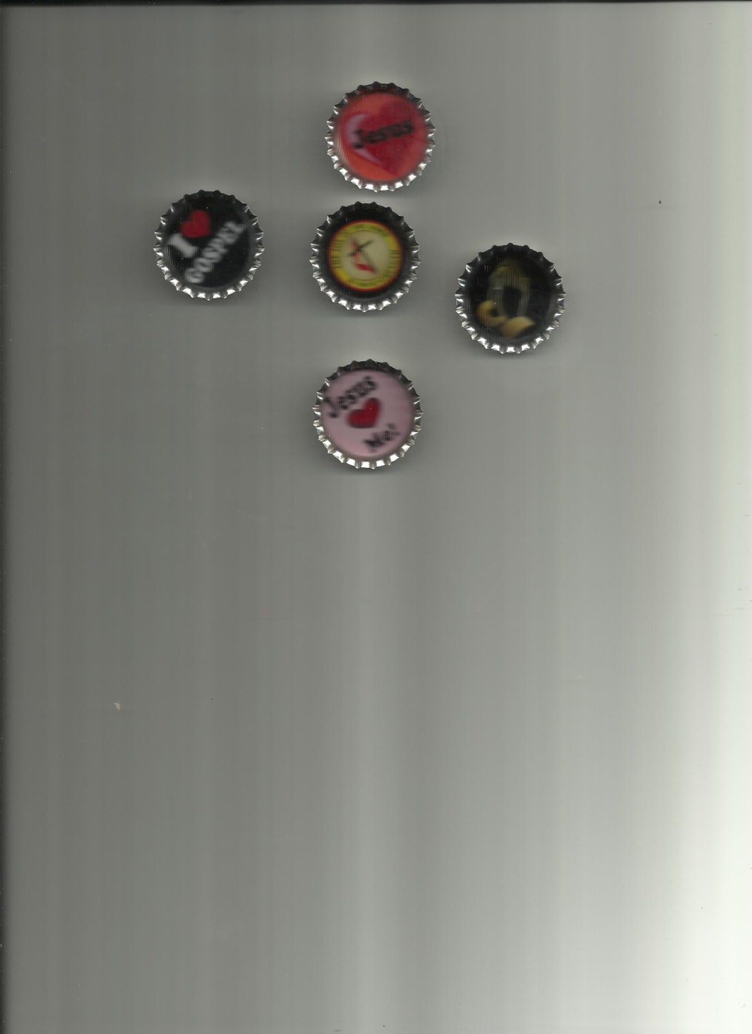 I Love Jesus Religious Bottle Cap Magnets set of 5