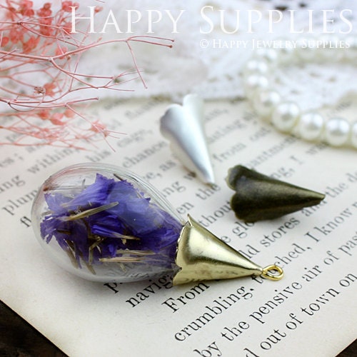 2.5 per set - 5 sets 18X38mm Clear Glass Teardrop Bottle with Flower Cover (GBF02)