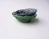 2 mini woven baskets / blue basket / green basket / mini bowls / catch all bowls / nesting bowls
